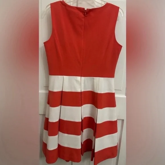 Nine West Coral Striped Box Pleat Dress - Picture 5 of 8